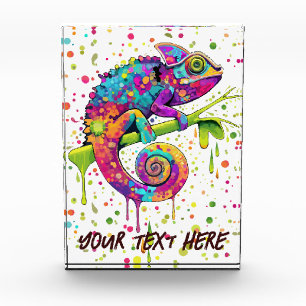 Chameleon Paint Stains Watercolor Style Photo Block