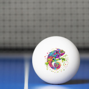 Chameleon Paint Stains Watercolor Style Ping Pong Ball
