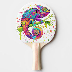 Chameleon Paint Stains Watercolor Style Ping Pong Paddle
