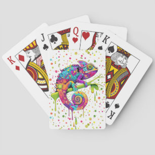 Chameleon Paint Stains Watercolor Style Playing Cards