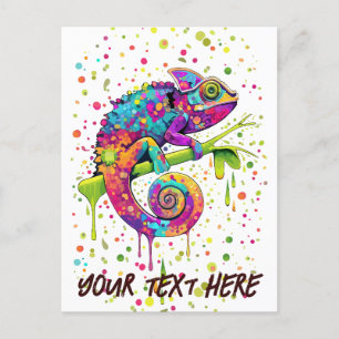 Chameleon Paint Stains Watercolor Style Postcard