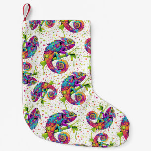 Chameleon Paint Stains Watercolor Style Small Christmas Stocking
