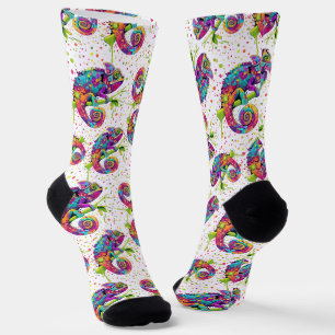 Chameleon Paint Stains Watercolor Style Socks