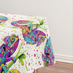 Chameleon Paint Stains Watercolor Style Tablecloth