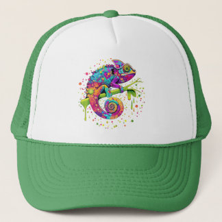 Chameleon Paint Stains Watercolor Style Trucker Hat