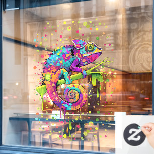 Chameleon Paint Stains Watercolor Style Window Cling