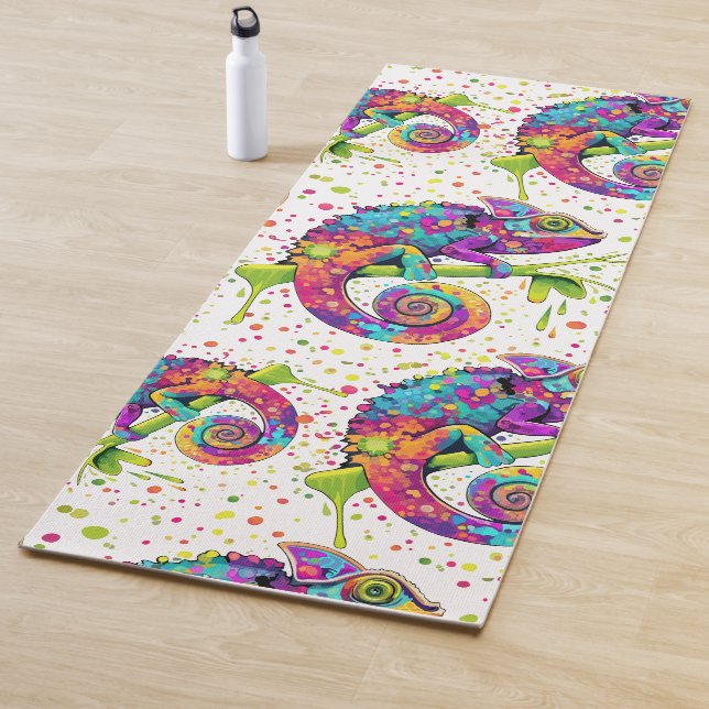 Chameleon Paint Stains Watercolor Style Yoga Mat (In Situ)