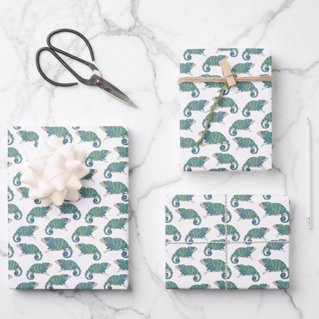 Chameleon Pattern Wrapping Paper Sheet (Front)
