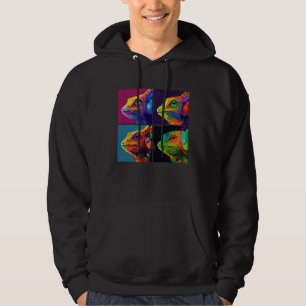 Chameleon Pop Illustration Colorful Animal Women   Hoodie
