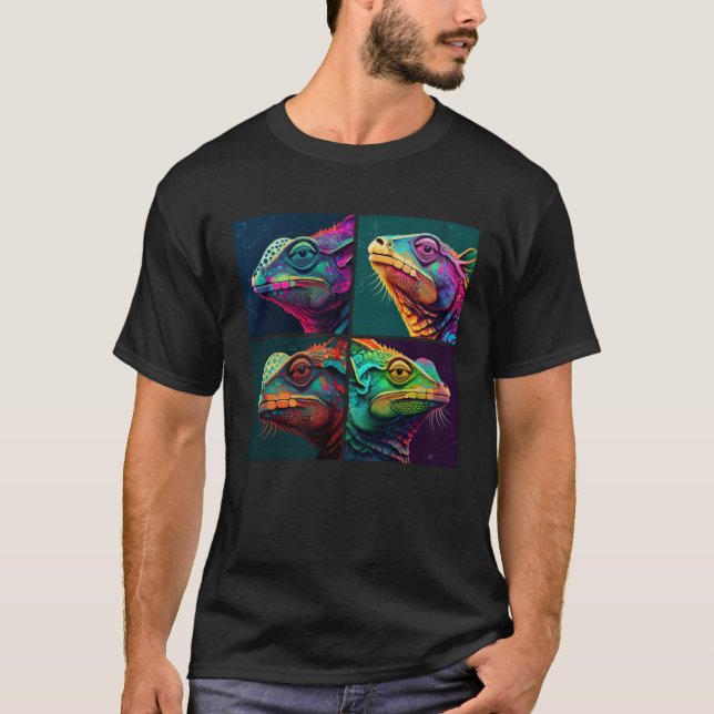 Chameleon Pop Illustration Colorful Animal Women   T-Shirt (Front)