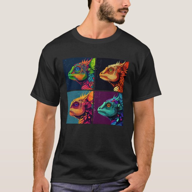 Chameleon Pop Illustration Colorful Animal Women   T-Shirt (Front)