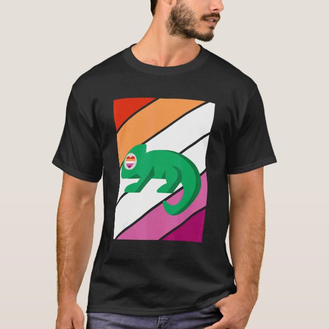 Chameleon Pride Lesbian Flag LGBTQ Proud Ally Prid T-Shirt (Front)