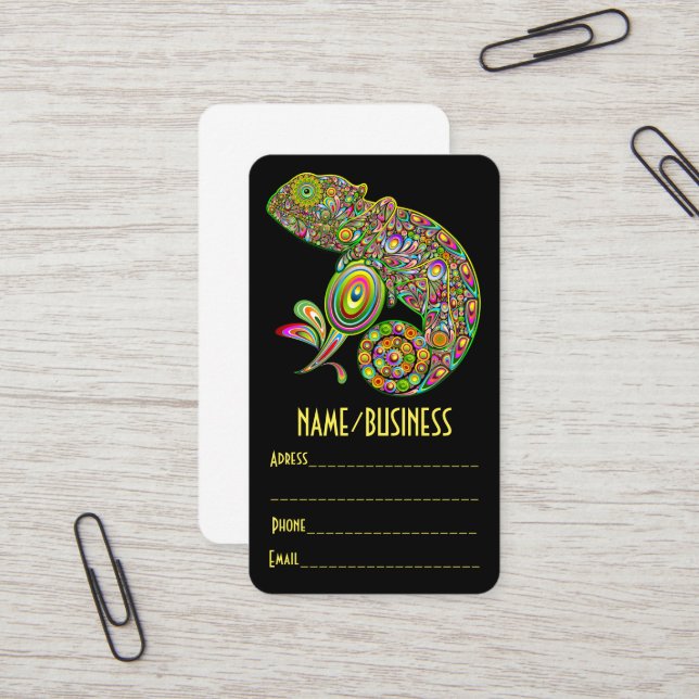 Chameleon Psychedelic Fantasy Business Card (Front/Back In Situ)