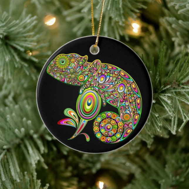 Chameleon Psychedelic Fantasy Ceramic Tree Decoration (Tree)