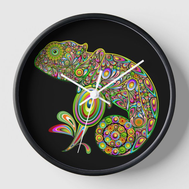 Chameleon Psychedelic Fantasy Clock (Front)