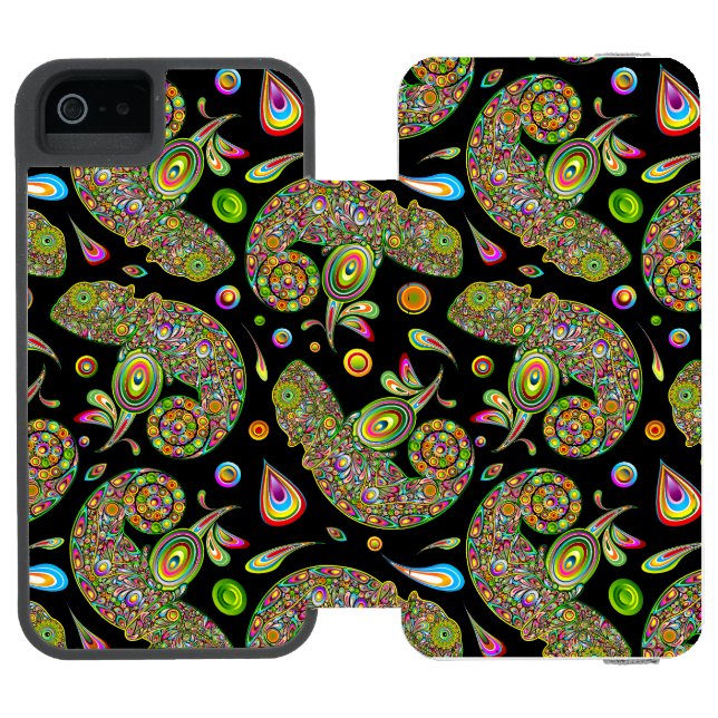 Chameleon Psychedelic Fantasy Incipio iPhone Wallet Case (Folio Open)