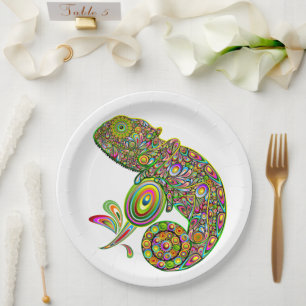 Chameleon Psychedelic Fantasy Paper Plate