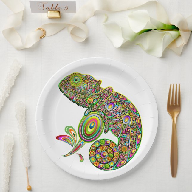 Chameleon Psychedelic Fantasy Paper Plate (Wedding)
