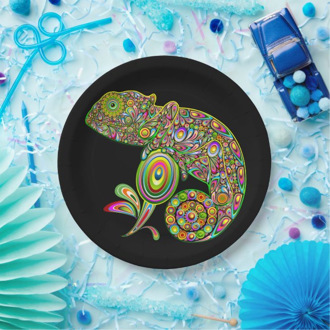 Chameleon Psychedelic Fantasy Paper Plate (Party)