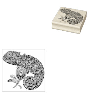Chameleon Psychedelic Fantasy Rubber Stamp