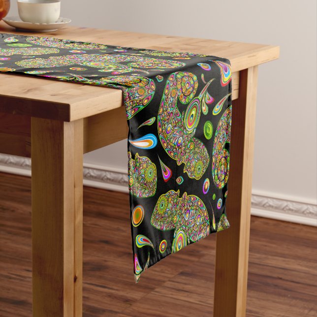Chameleon Psychedelic Fantasy Short Table Runner (In Situ)