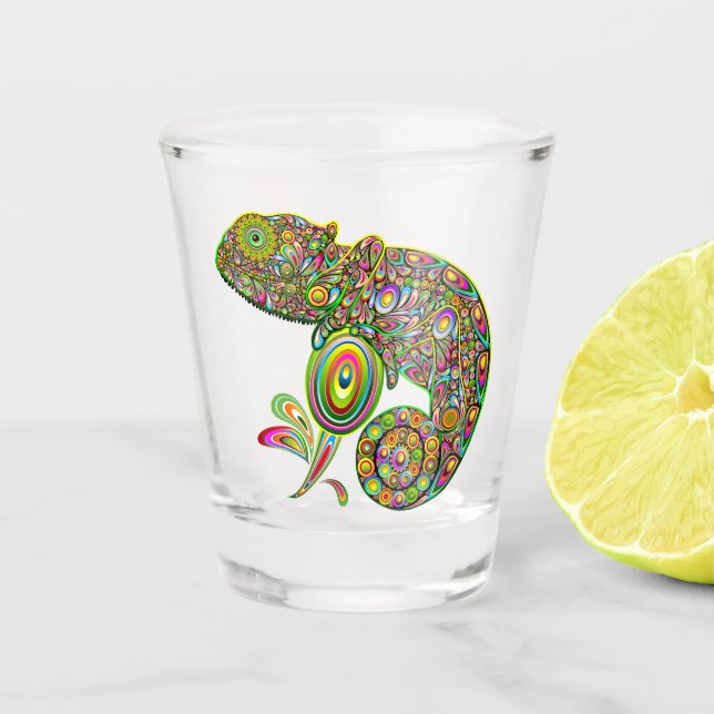 Chameleon Psychedelic Fantasy Shot Glass (Front)