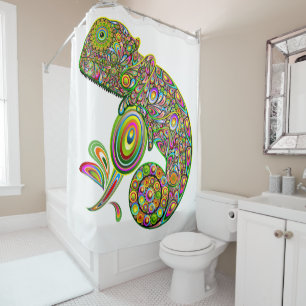 Chameleon Psychedelic Fantasy Shower Curtain