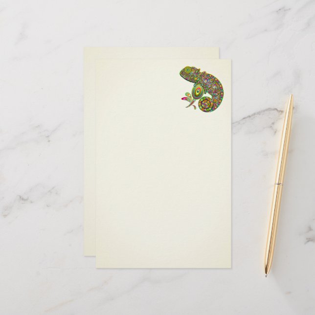 Chameleon Psychedelic Fantasy Stationery (Front/Back In Situ)