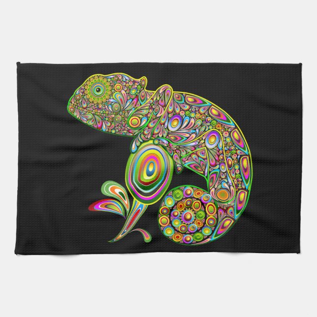 Chameleon Psychedelic Fantasy Tea Towel (Horizontal)