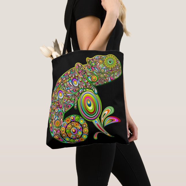 Chameleon Psychedelic Fantasy Tote Bag (Close Up)