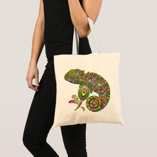 Chameleon Psychedelic Fantasy Tote Bag (Front (Product))