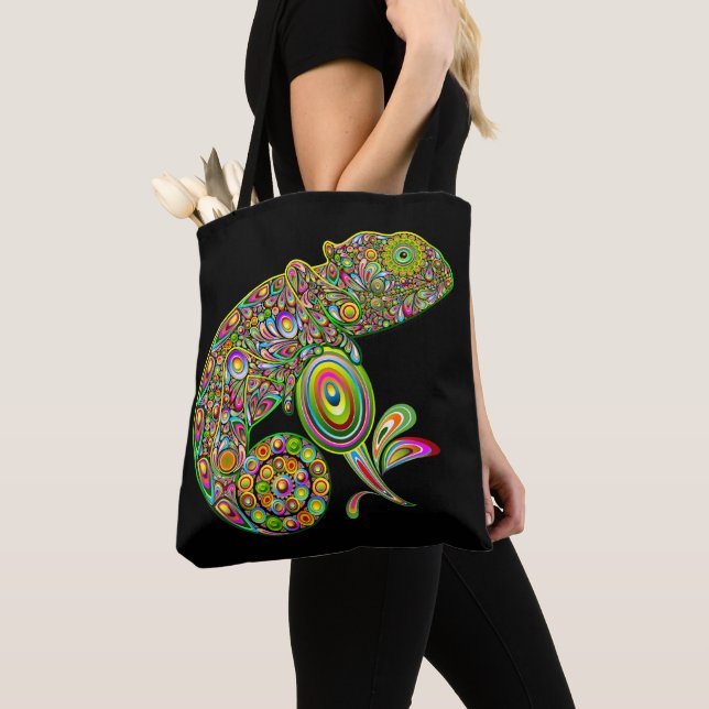 Chameleon Psychedelic Fantasy Tote Bag (Close Up)