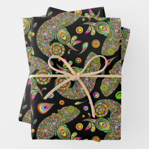 Chameleon Psychedelic Fantasy Wrapping Paper Sheet