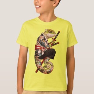 Chameleon Samurai – Tattooed Warrior with Katana T-Shirt