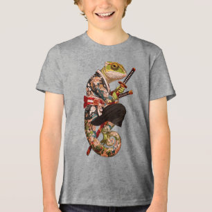 Chameleon Samurai – Tattooed Warrior with Katana Tri-Blend Shirt
