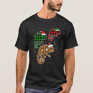 Chameleon  Santa Hat Christmas Pajama Buffalo Plai T-Shirt