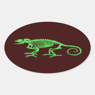 Chameleon Skeleton Oval Sticker