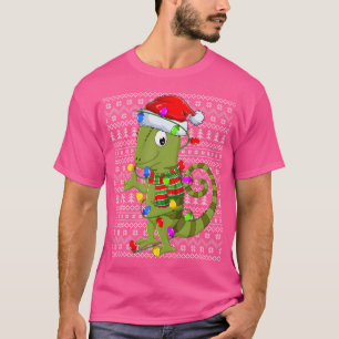 Chameleon Ugly Xmas Lighting Santa Chameleon Chris T-Shirt
