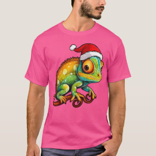 Chameleon Wearing Santa Hat Xmas Chameleon Lover C T-Shirt