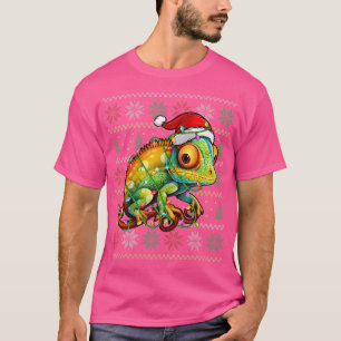 Chameleon Wearing Santa Hat Xmas Chameleon Lover C T-Shirt
