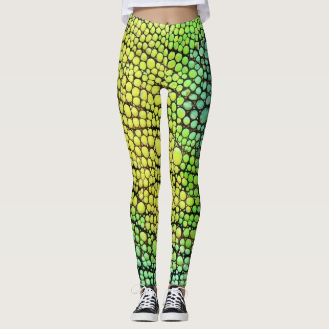 Chameleon Yellow Green Skin Leggings & Yoga Pants (Front)