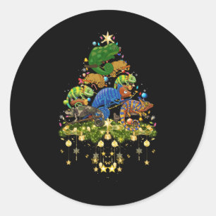 Chameleons Christmas Tree Lights Holiday Chameleon Classic Round Sticker