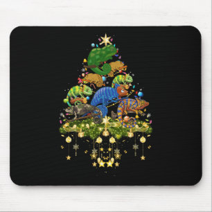 Chameleons Christmas Tree Lights Holiday Chameleon Mouse Mat