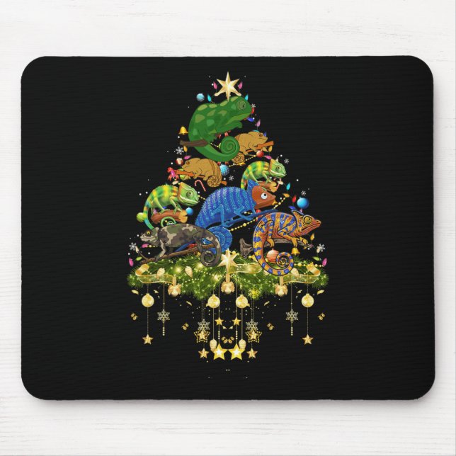 Chameleons Christmas Tree Lights Holiday Chameleon Mouse Mat (Front)