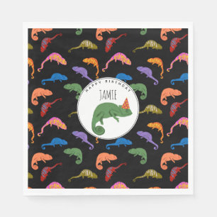 Chameleons Colourful Reptile Lizards Kids Birthday Napkin
