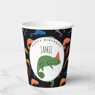 Chameleons Colourful Reptile Lizards Kids Birthday Paper Cups