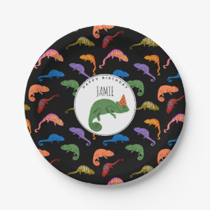Chameleons Colourful Reptile Lizards Kids Birthday Paper Plate