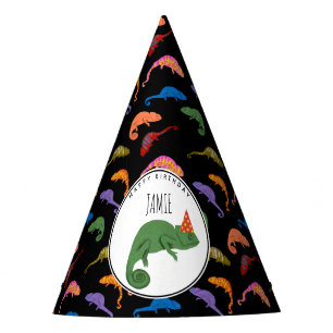 Chameleons Colourful Reptile Lizards Kids Birthday Party Hat