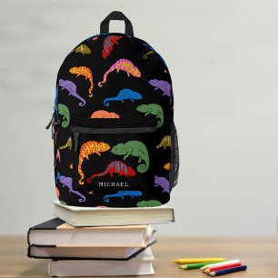 Chameleons Colourful Reptile Lizards Kids School Printed Backpack