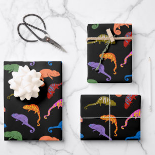 Chameleons Colourful Reptile Lizards Kids Wrapping Paper Sheet